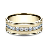 14K White Gold/Yellow Gold 8mm Comfort-Fit Diamond Wedding Band