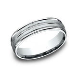 14K White Gold 6/8mm Comfort-Fit Design Wedding Ring