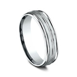 14K White Gold 6/8mm Comfort-Fit Design Wedding Ring