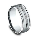 14K White Gold 6/8mm Comfort-Fit Design Wedding Ring