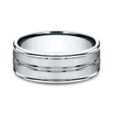 14K White Gold 6/8mm Comfort-Fit Design Wedding Ring