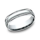 14K White Gold 6mm Comfort-Fit Design Wedding Band