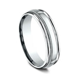 14K White Gold 6mm Comfort-Fit Design Wedding Band