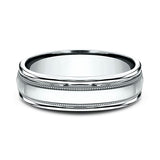 14K White Gold 6mm Comfort-Fit Design Wedding Band