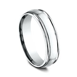 14K White Gold 6mm Comfort-Fit Design Wedding Band