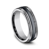 Tungsten and Seranite Two-Tone 7mm Design Wedding Band