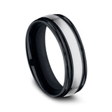 Tungsten and Seranite 7mm Comfort-Fit Design Wedding Band