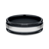 Tungsten and Seranite 7mm Comfort-Fit Design Wedding Band