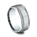14K White Gold 8mm Comfort-Fit Design Wedding Ring