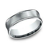 14K White Gold 7.5mm Comfort-Fit Design Wedding Band