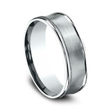 14K White Gold 7.5mm Comfort-Fit Design Wedding Band