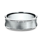 14K White Gold 7.5mm Comfort-Fit Design Wedding Band