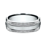 14K White Gold 7.5MM Comfort-Fit Design Wedding Ring