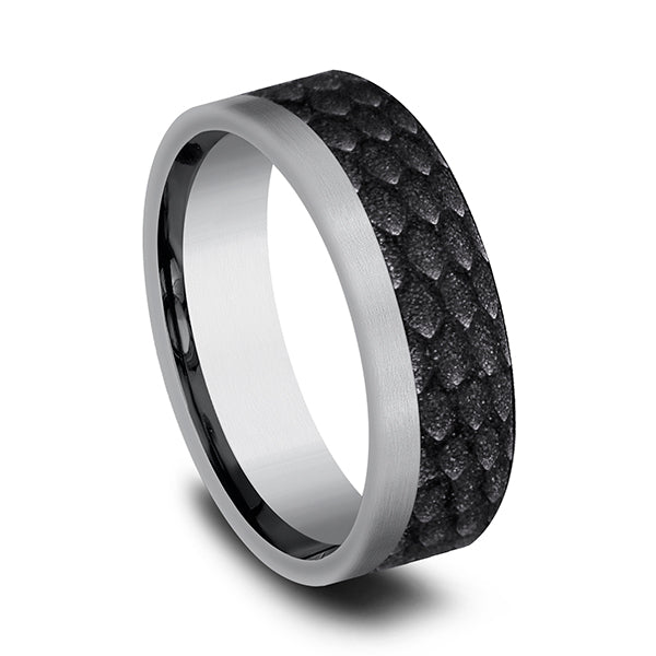 Tantalum and Black Titanium 7mm Comfort-fit Design Wedding Band