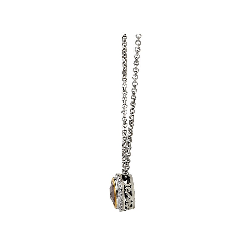 Eleganza Diamond and Rose Quartz Halo Pendant