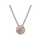 Eleganza Diamond and Rose Quartz Halo Pendant