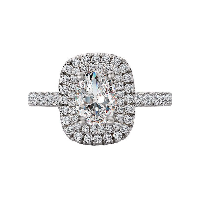 Romance Diamond Halo Semi Mount Engagement Ring