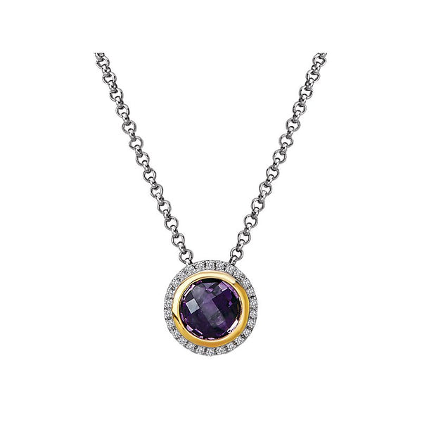 Eleganza Diamond and Gemstone Halo Pendant