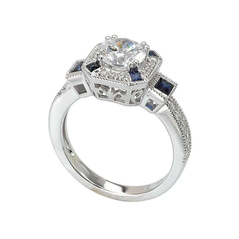 Romance Sapphire and Diamond Semi-Mount Ring