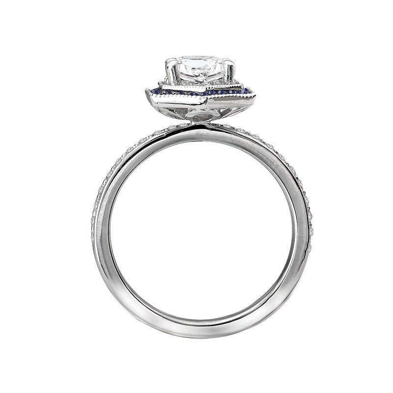 Romance Halo Semi Mount Diamond and Gemstone Ring