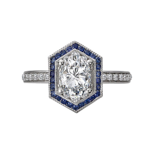 Romance Halo Semi Mount Diamond and Gemstone Ring