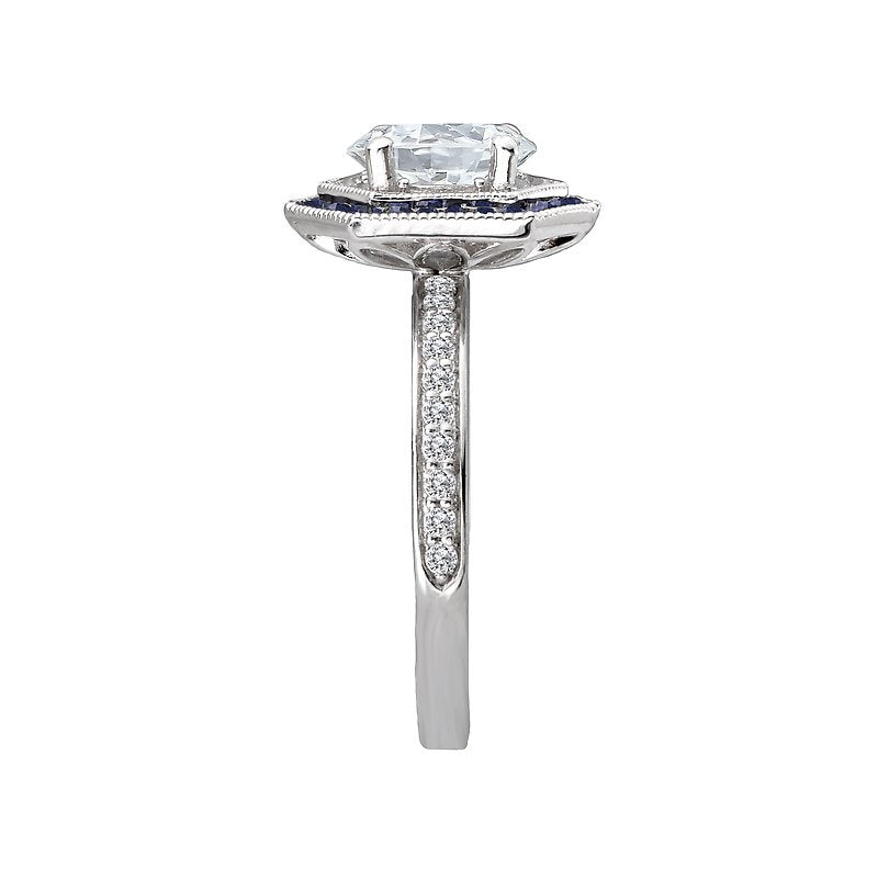 Romance Halo Semi Mount Diamond and Gemstone Ring