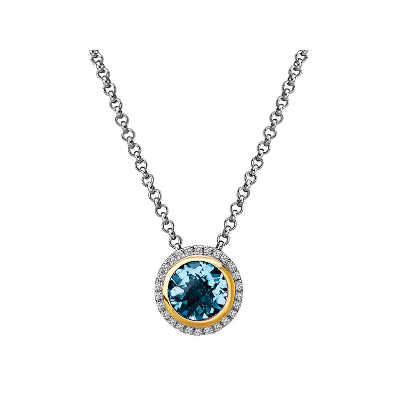 Eleganza Diamond and Gemstone Halo Pendant