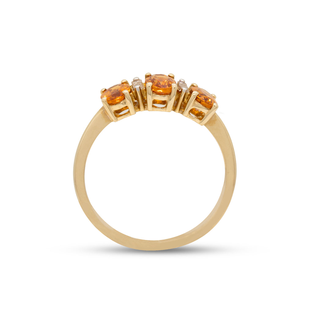 Spessartite Garnet 3-Stone Ring