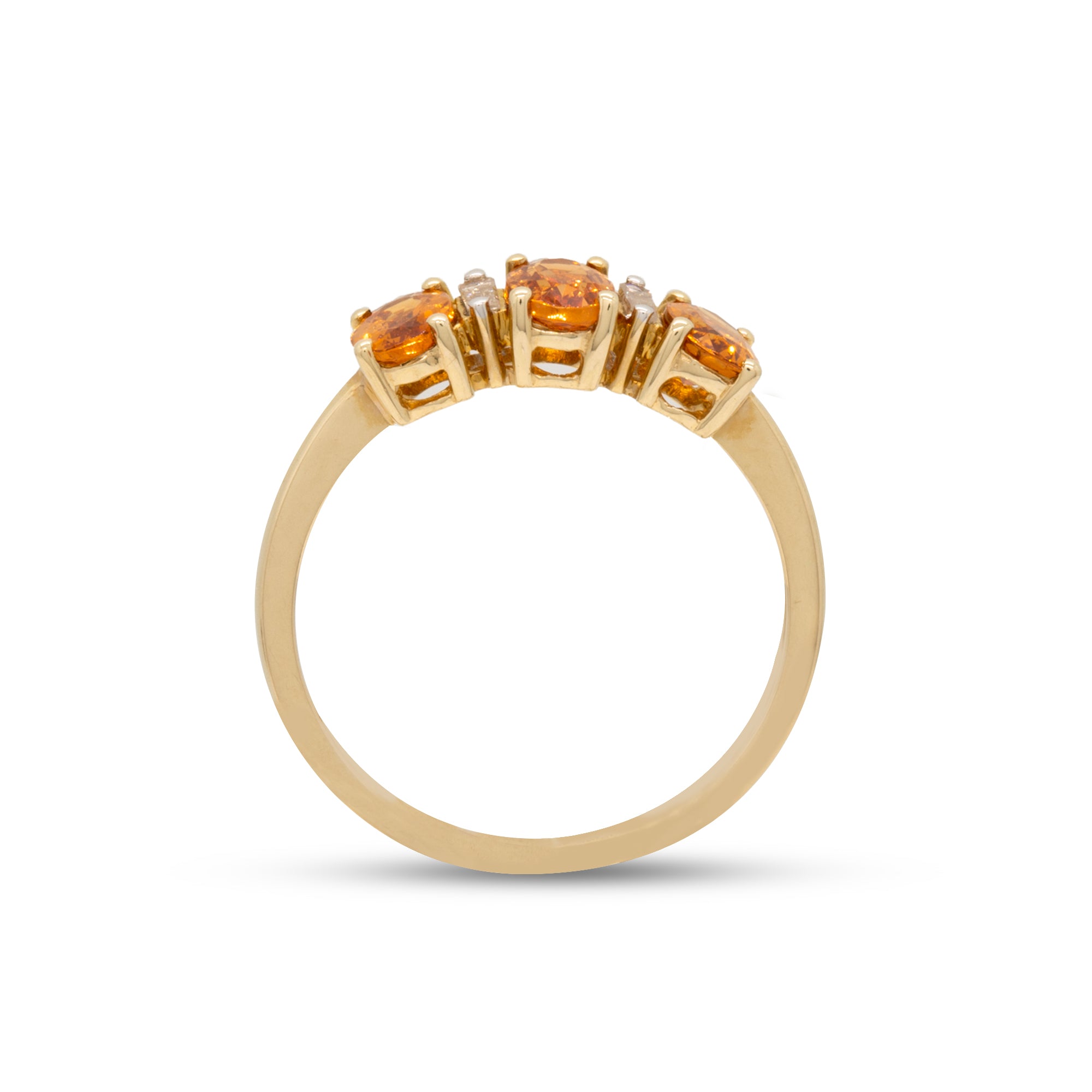 Spessartite Garnet 3-Stone Ring