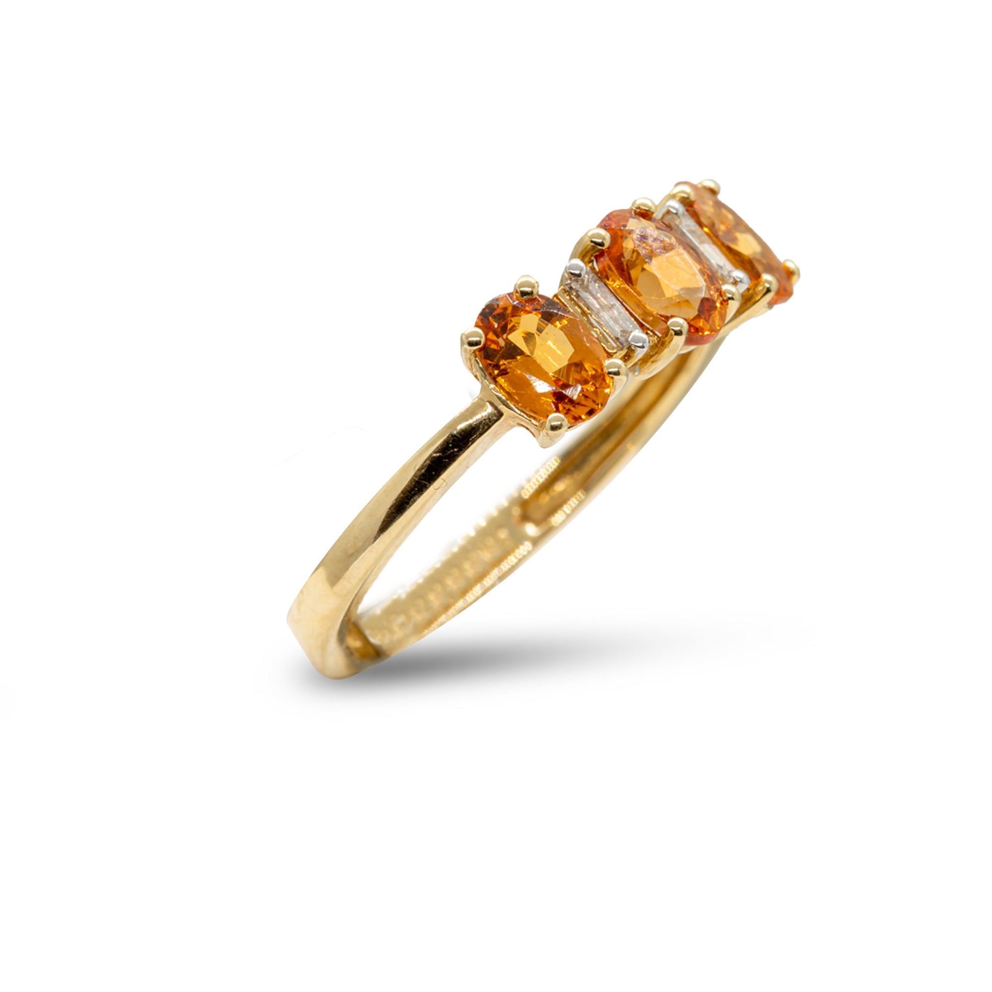 Spessartite Garnet 3-Stone Ring