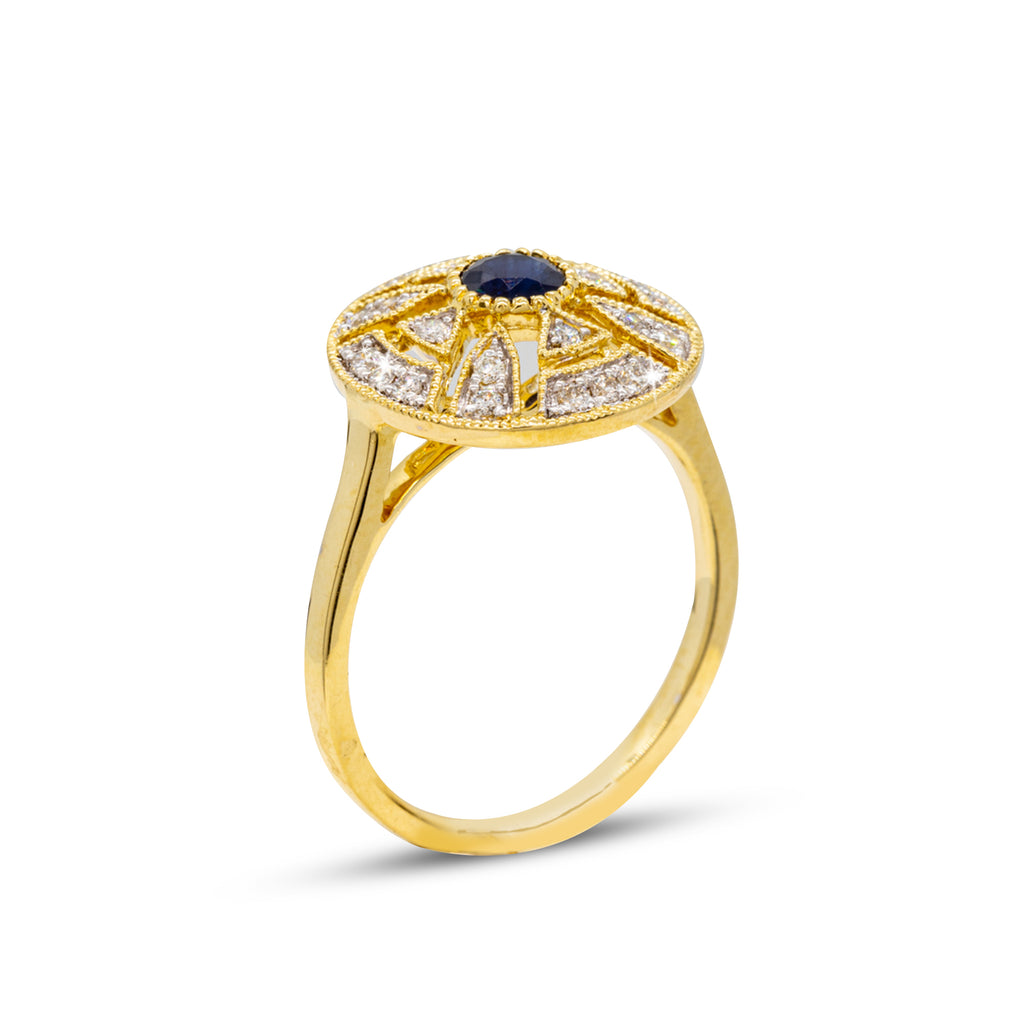Sapphire & Diamond Circle Ring