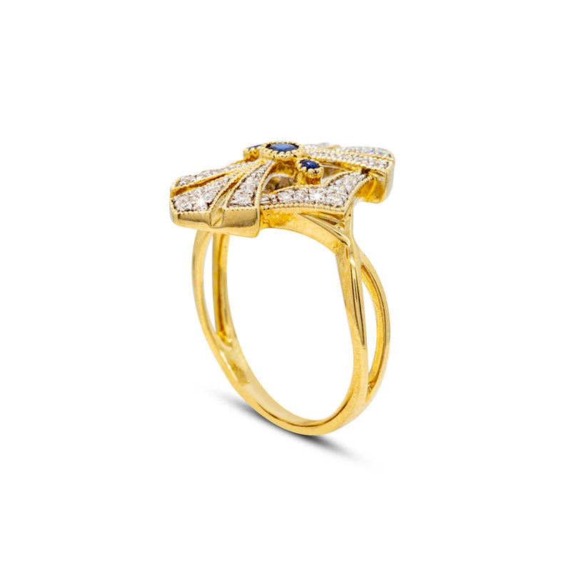 Sapphire & Diamond Art Deco Inspired Ring