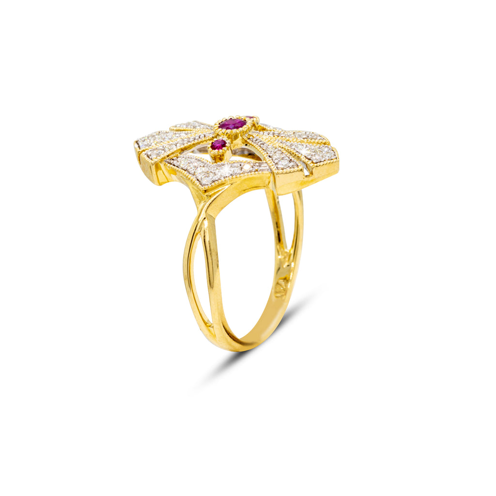 Ruby & Diamond Art Deco Inspired Ring
