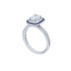 Oval Diamond with Sapphire Halo Engagement Ring