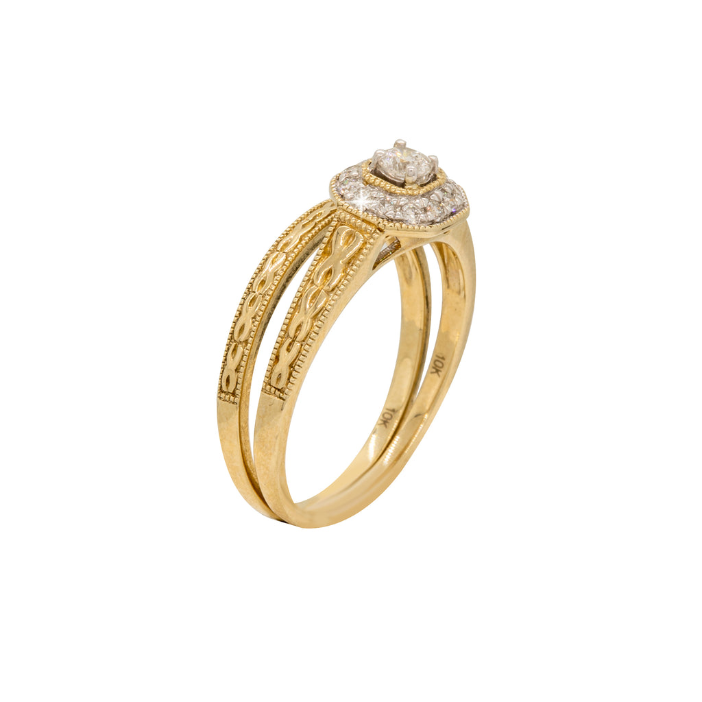 Octagon Halo Engagement Ring