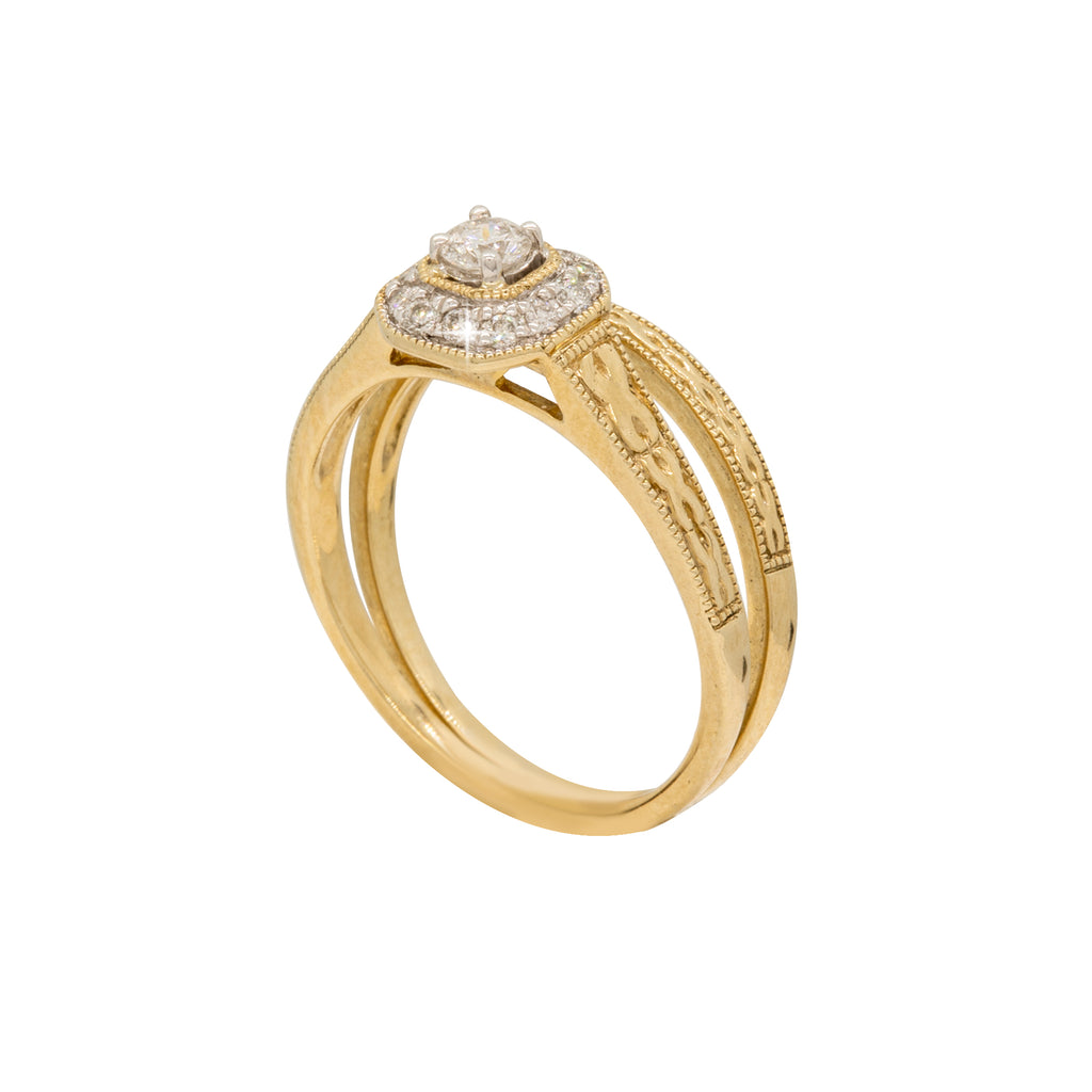 Octagon Halo Engagement Ring