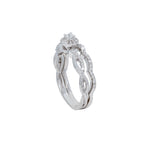 Diamond Halo with Twisted Shank Wedding Set