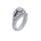 Octagonal Diamond and Sapphire Wedding Set