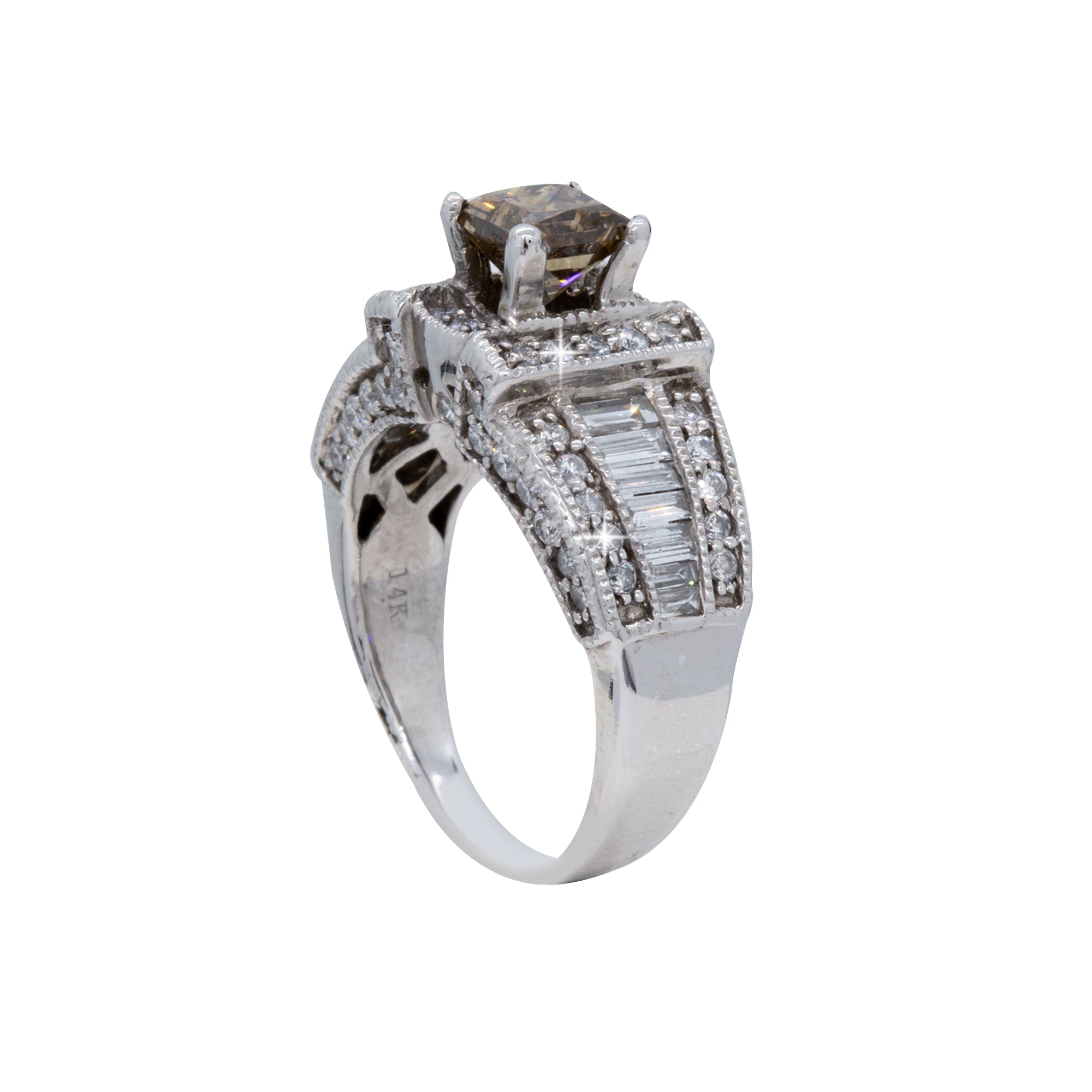 Champagne and White Diamond Ring