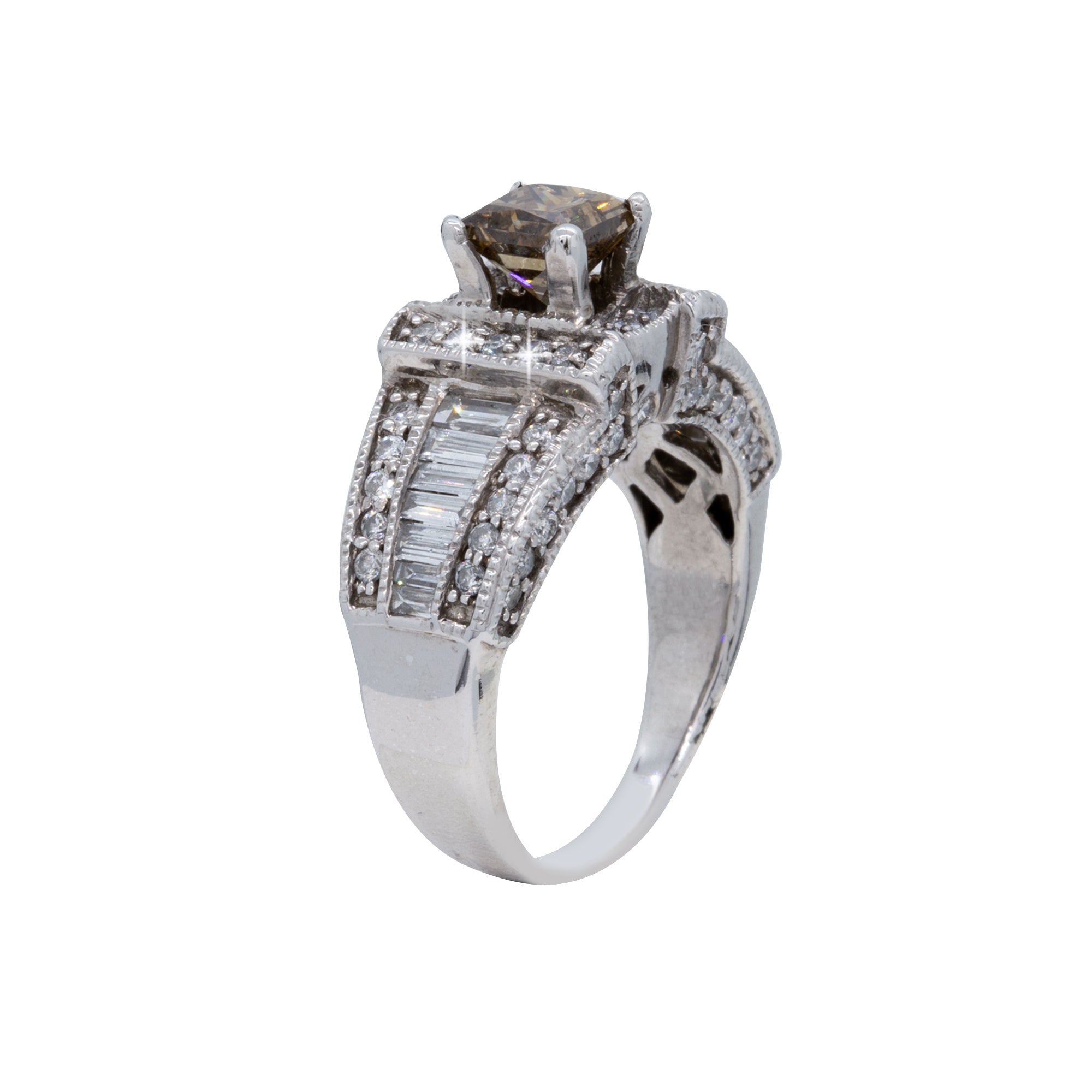 Champagne and White Diamond Ring