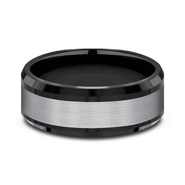 Grey Tantalum and Black Titanium 8mm two-tone Comfort-fit wedding band