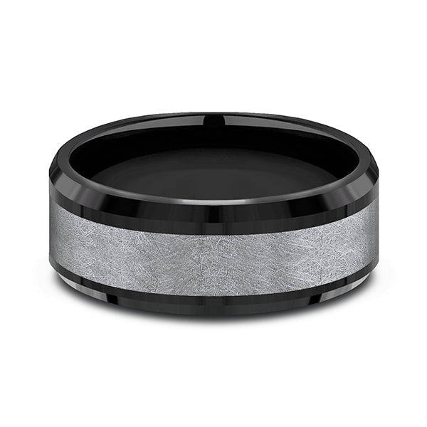 Tantalum and Black Titanium 8mm Comfort-fit Design Wedding Band