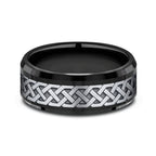 Grey Tantalum and Black Titanium 8mm two-tone Comfort-fit wedding band