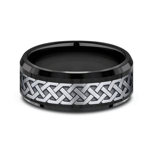 Grey Tantalum and Black Titanium 8mm two-tone Comfort-fit wedding band