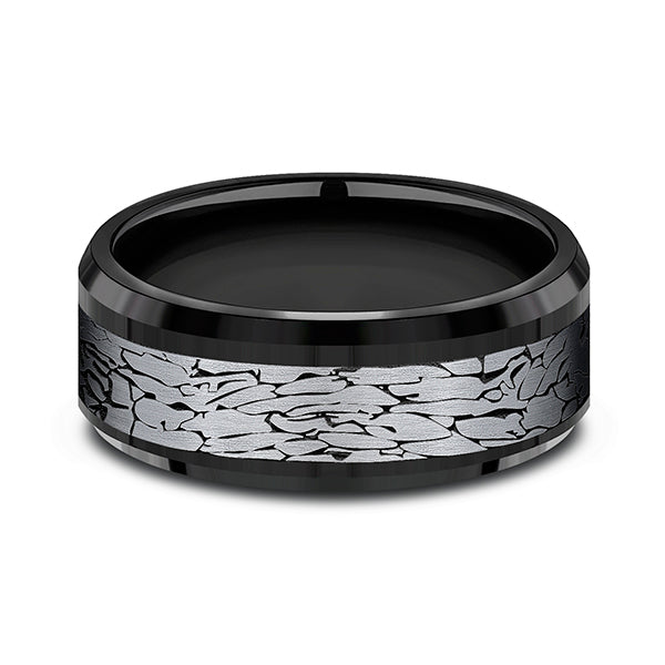 Tantalum and Black Titanium 8mm Comfort-fit Design Wedding Band