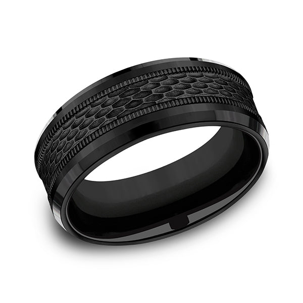 Black Titanium 8mm Comfort-fit Design Wedding Band