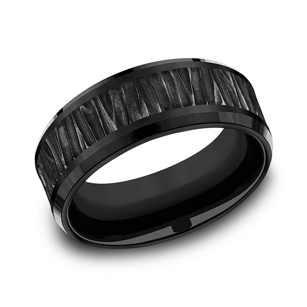 Black Titanium 8mm Comfort-fit Design Wedding Band