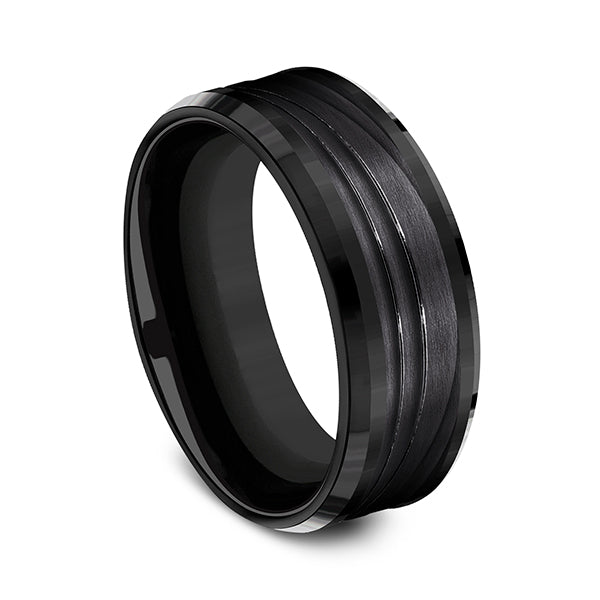 Black Titanium 8mm Comfort-fit Design Wedding Band