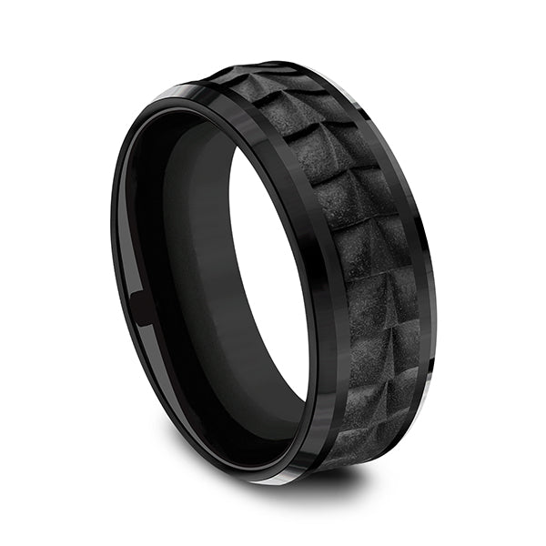 Black Titanium 8mm Comfort-fit Design Wedding Band