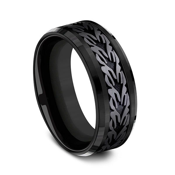 Black Titanium 8mm Comfort-fit Design Wedding Band